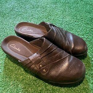 Clark’s Brown Leather Mule Clog Shoe, Women’s 7